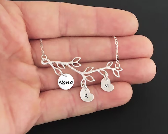 Nana Necklace Mothers Day Gift Nana Gift from Grandkids Grandson Granddaughter Sterling Silver Mothers Day Necklace Grandchildren's Initials