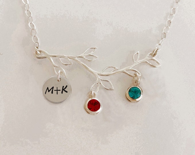 Family Necklace Wife Mother's Day Gift from Husband Mother's Day Necklace with Initials & sim Birthstones Necklace Sterling Silver Wife Gift