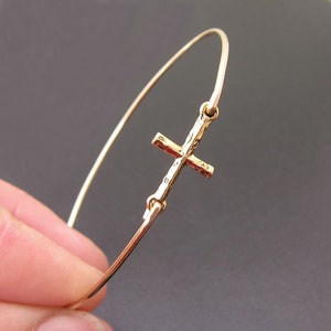 Sideways Cross Bracelet for Women Christian Jewelry Bracelet with Cross Religious Gift for Mom Birthday Gift for Her Christian Gift Friend