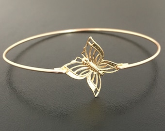 Butterfly Bracelet for Women, Butterfly Jewelry, Bridesmaid Bangle Bracelet, Bridesmaid Gift, Butterfly Bangle