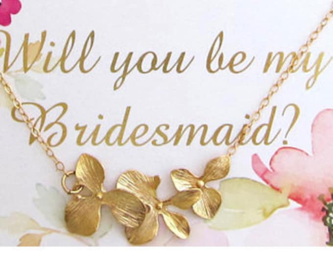 Orchid Necklace Will You Be My Bridesmaid Proposal Gift Box w/ Card Gift Bridesmaid Proposal Necklace Box Will You Be My Bridesmaid Necklace