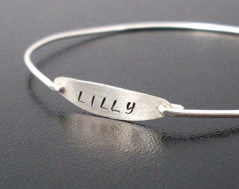 Sterling Silver Name Bracelet Mothers Day Bracelet with Kids Name Personalized Sterling Silver Bracelet for Women Sterling Silver Bangle