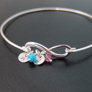 Infinity Mothers Day Bracelet with Initials Birth Month Beaded Sim Birthstones Bracelet Mom Grandma Aunt Grandmother Women Mothers Day Gifts