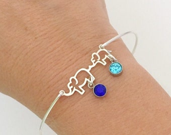 Bracelet jonc éléphant maman et bébé personnalisé pour maman Idée de bas de Noël pour femme Cadeau personnalisé pour maman de la part de son fils et de sa fille