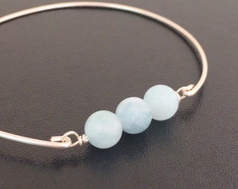 Aquamarine Bracelet for Women March Birthday Bracelet March Birthstone Gift March Birthstone Jewelry Aquamarine Blue Gemstone Bead Bracelet