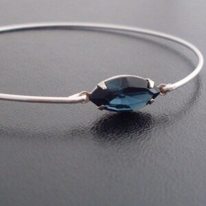Blue Rhinestone Bracelet Dark Blue Bracelet for Women Dark Blue Jewelry Blue Bangle Bracelet Blue Bridesmaid Jewelry Blue Rhinestone Jewelry image 1