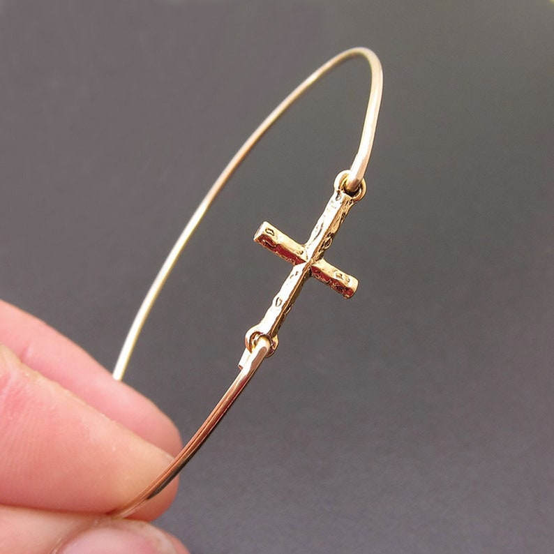 Sideways Cross Bracelet for Women Christian Jewelry Bracelet image 1