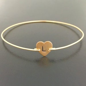 Mini Heart Initial Bracelet Cute Valentines Day Gift Teen Teenager Teenage Girl Daughter Friend Sister Her Initial Heart Bracelet Bangle
