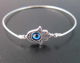 Evil Eye Bracelet, Hamsa Bracelet for Women, Evil Eye Jewelry, Turkish Jewelry,  Third Eye Jewelry, Blue Eye Bangle