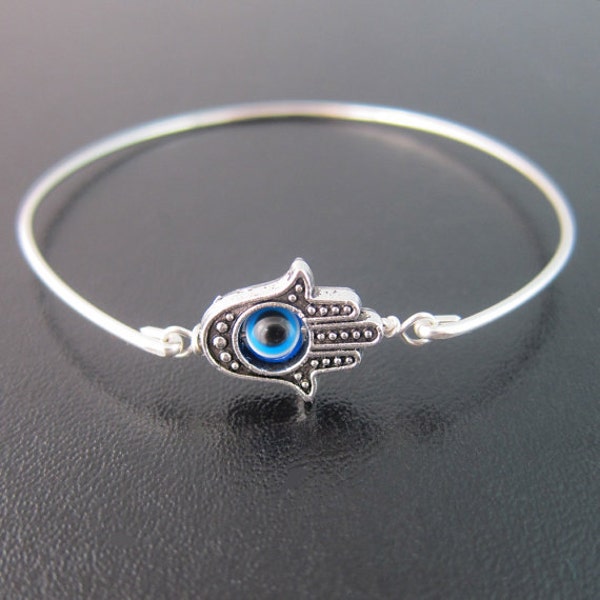 Evil Eye Bracelet, Hamsa Bracelet for Women, Evil Eye Jewelry, Turkish Jewelry,  Third Eye Jewelry, Blue Eye Bangle