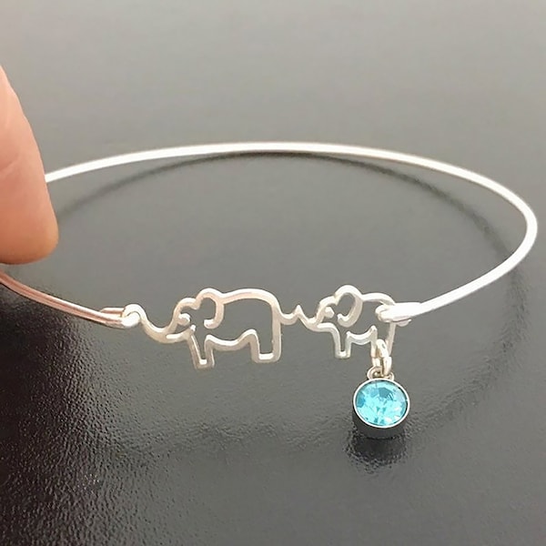 Pulsera con dije de elefante para mamá y bebé. Idea de regalo para el Día de la Madre. Joyería para nuevas mamás. Regalo para la primera mamá. Pulsera con piedra natal. Joyería para nuevas mamás.