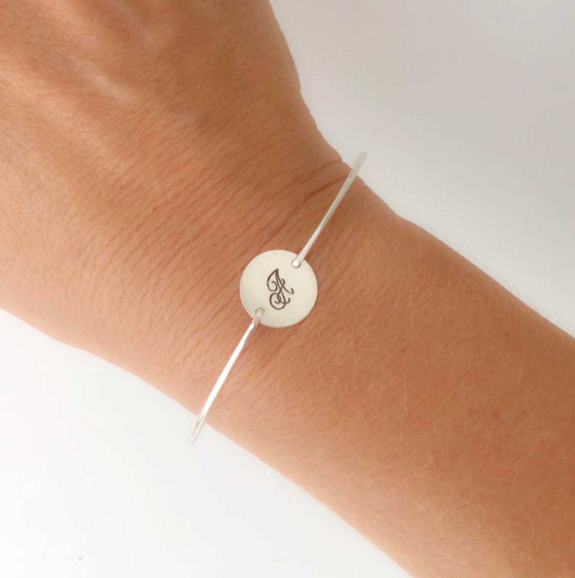 Fancy Sterling Silver Initial Bracelet Birthday Gift for Teen Girl Gift