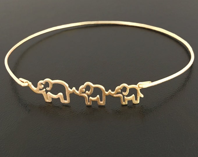 Elephant Bracelet 14k Gold Plated Mothers Day Gift Mom of 2 or Expecting Mom Pregnant Mom Expecting Mother Gift Pregnancy Expectant Mom Gift