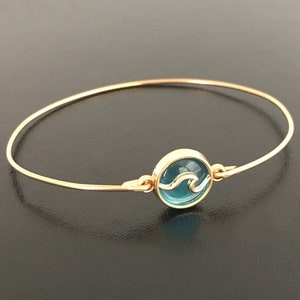 Sea Wave Bracelet, Blue Bangle, Ocean Wave Jewelry Ocean Gift Beach Wave Bangle Ocean Themed Jewelry Ocean Inspired Ocean Bridal Shower Gift image 4