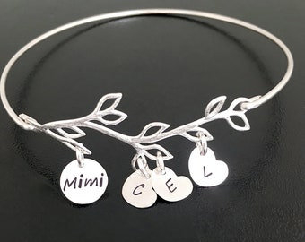 Mimi Bracelet Unique Gift for Mom Grandma Grandmother Mother in Law Mothers Day Gift Idea Mother's Day Bangle Charm Bracelet Sterling Silver