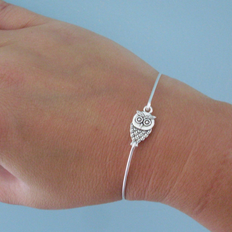 Mini Cute Owl Bracelet for Women Wise Owl Gift for Her Teacher Christmas Gift Idea Bird Lover Gift Women Owl Jewelry Bracelet Frosted Willow image 2