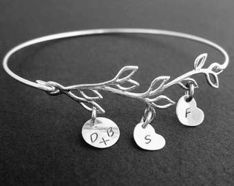 Family Tree Bracelet with Initial Charms Personalized Gift for Her Unique Mothers Day Gift for Wife from Husband Wife Jewelry Wife Gift Idea
