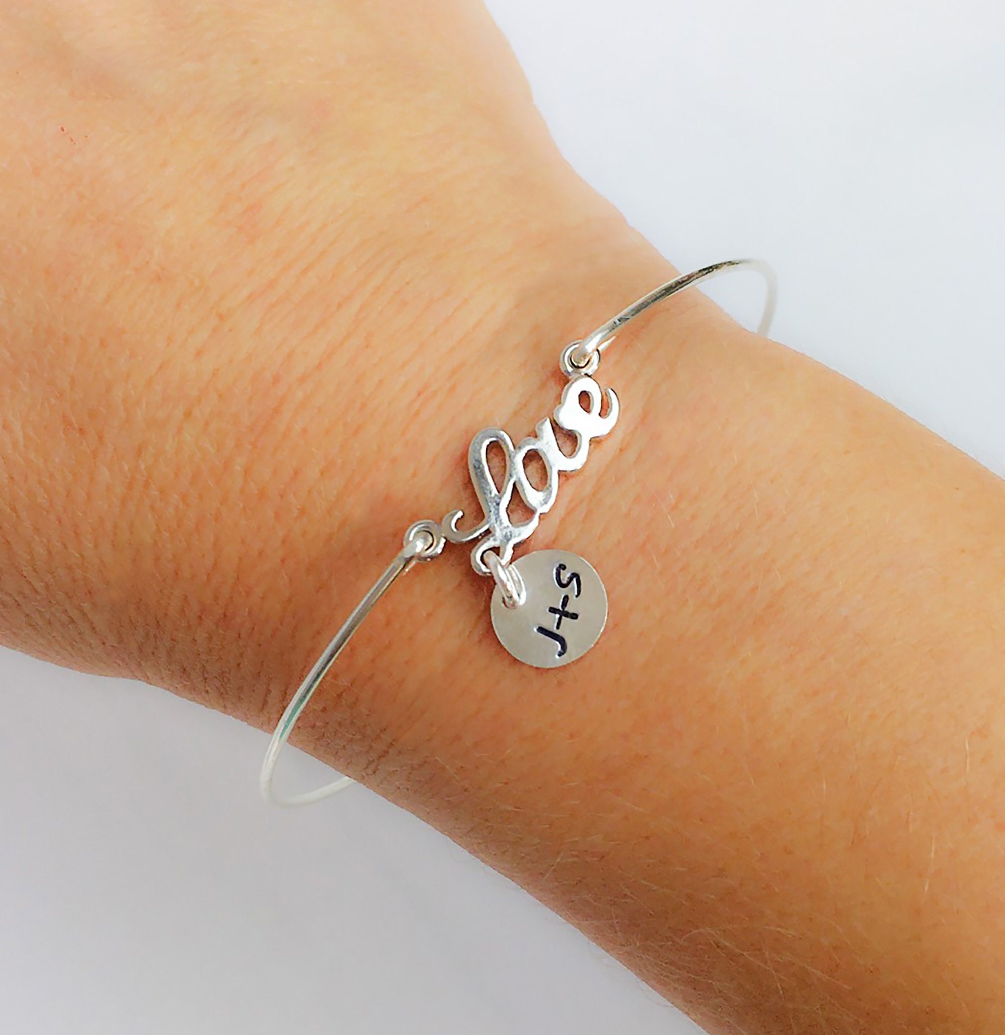 Love Bangle Bracelet for Women Small Gold Plated Love Charm Bracelet Dainty Bridesmaid Bracelet Bangle Bridesmaid Gift Idea on the Cheap