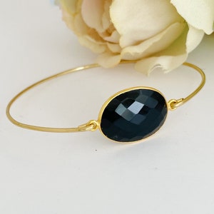 Pulsera de ónix negro, joyería de ónix, pulsera de piedras preciosas negras, pulsera de piedra negra