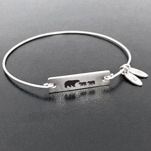 Mama Bear with 2 Cubs Wife Mother's Day Gift Mom of 2 Kids Boy Girl Son Daughter Mothers Day Bracelet Wife Gift from Husband Mother Two Kids image 2