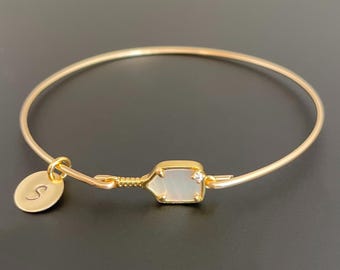 Pickleball Bracelet Pickleball Charm Bangle 24k Gold Plated Mother of Pearl Paddle w Rhinestone Ball Pickleball Player Gift Pickleball Lover