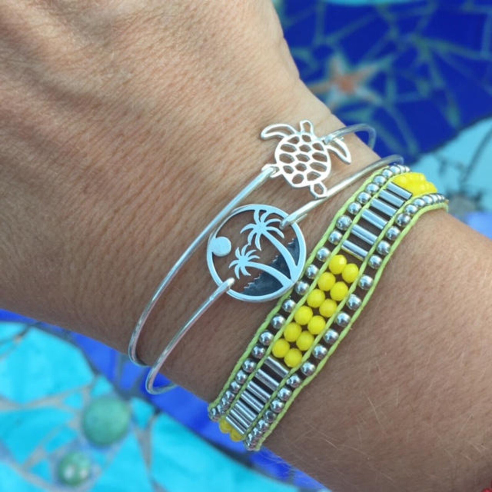 Palm Tree Bracelet Sterling Silver Palm Tree Jewelry Tropical Etsy