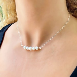 Pearl Necklace, Pearl Bridesmaid Necklace, Wedding Necklace, Bridesmaid Jewelry, Bridesmaid Gift, Cultured Freshwater Pearl Necklace Women
