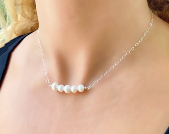 Cultured Freshwater Bridesmaid Pearl Necklace Bridesmaid Gift Bridal Necklace Bride Necklace Maid of Honor Matron Mother of the Bride Groom