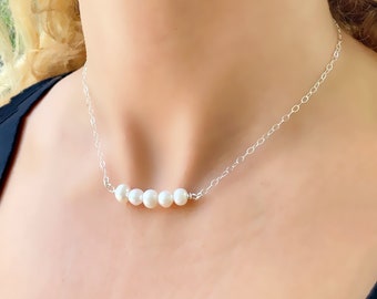 Pearl Necklace, Pearl Bridesmaid Necklace, Wedding Necklace, Bridesmaid Jewelry, Bridesmaid Gift, Cultured Freshwater Pearl Necklace Women