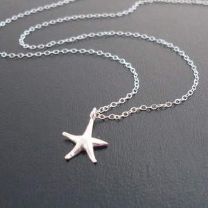Sea Star Necklace, Silver Starfish Necklace, Sterling Silver Star Necklace, Star Charm Necklace, Small Star Necklace, Star Necklace