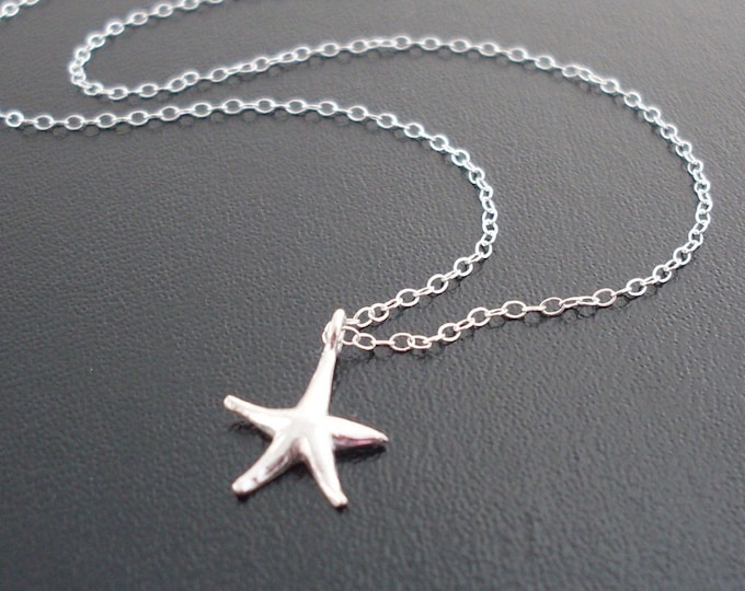 Sea Star Necklace, Silver Starfish Necklace, Sterling Silver Star Necklace, Star Charm Necklace, Small Star Necklace, Star Necklace