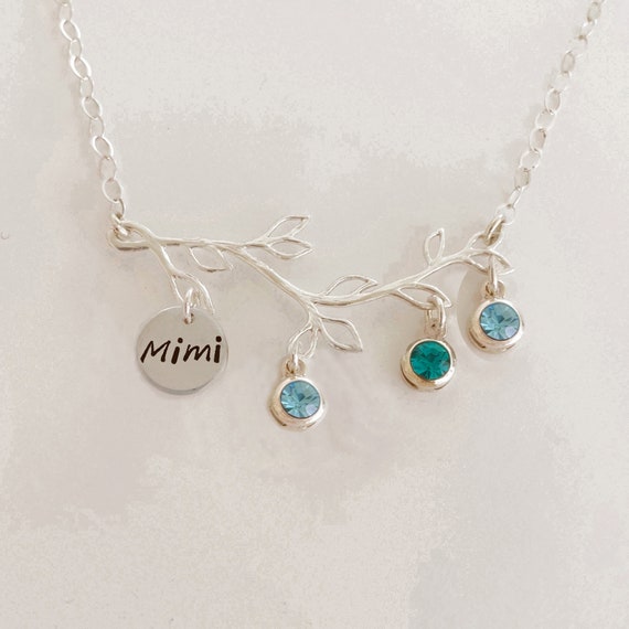 Gigi Necklace Gigi Christmas Gift Family Tree Sim Birthstones Necklace Sterling Silver Gigi Jewelry Gigi Gift Idea From Baby Kids Grandkids Etsy Canada