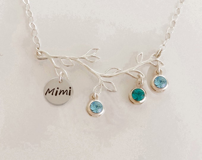 Mimi Mothers Day Gift Mimi Necklace Sterling Silver Family Tree Simulated Birthstones Necklace Mimi Jewelry Mimi Gift Idea from Grandkids