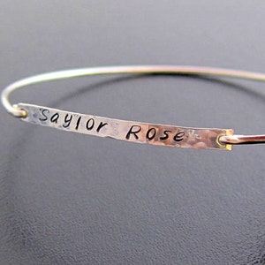 Custom Name Bracelet for Women, Hammered Silver Bracelet, Handstamped  Bracelet, Name Bracelet for Mom, Custom Bracelet for Teen