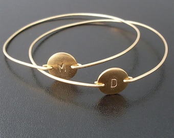 Set of 2 Best Friend Bracelets Custom Friendship Bracelets w Each Initial Front & Back Unique Best Friend Gift Idea Bestie Birthday Gift Her