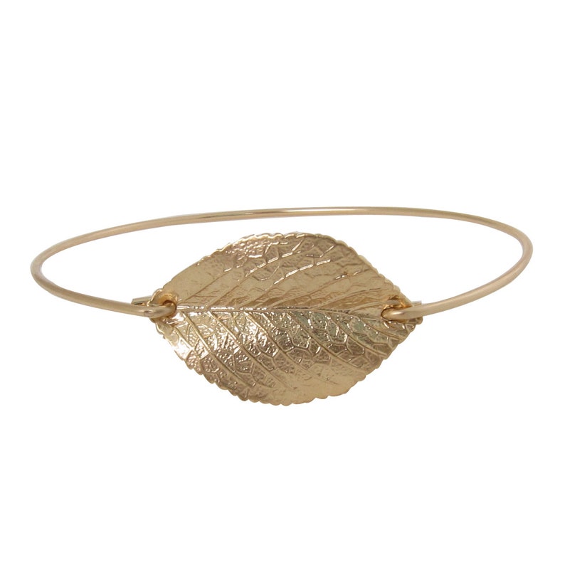 Leaf Bracelet Gold Plated Leaf Charm Leaf Jewelry Nature Etsy