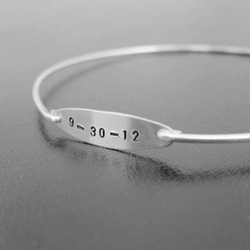 Custom Wedding Gift, Wedding Date Bracelet, Personalized Wedding Gift, Anniversary Date Bracelet, Keepsake, Unique Wedding Anniversary Gift image 1