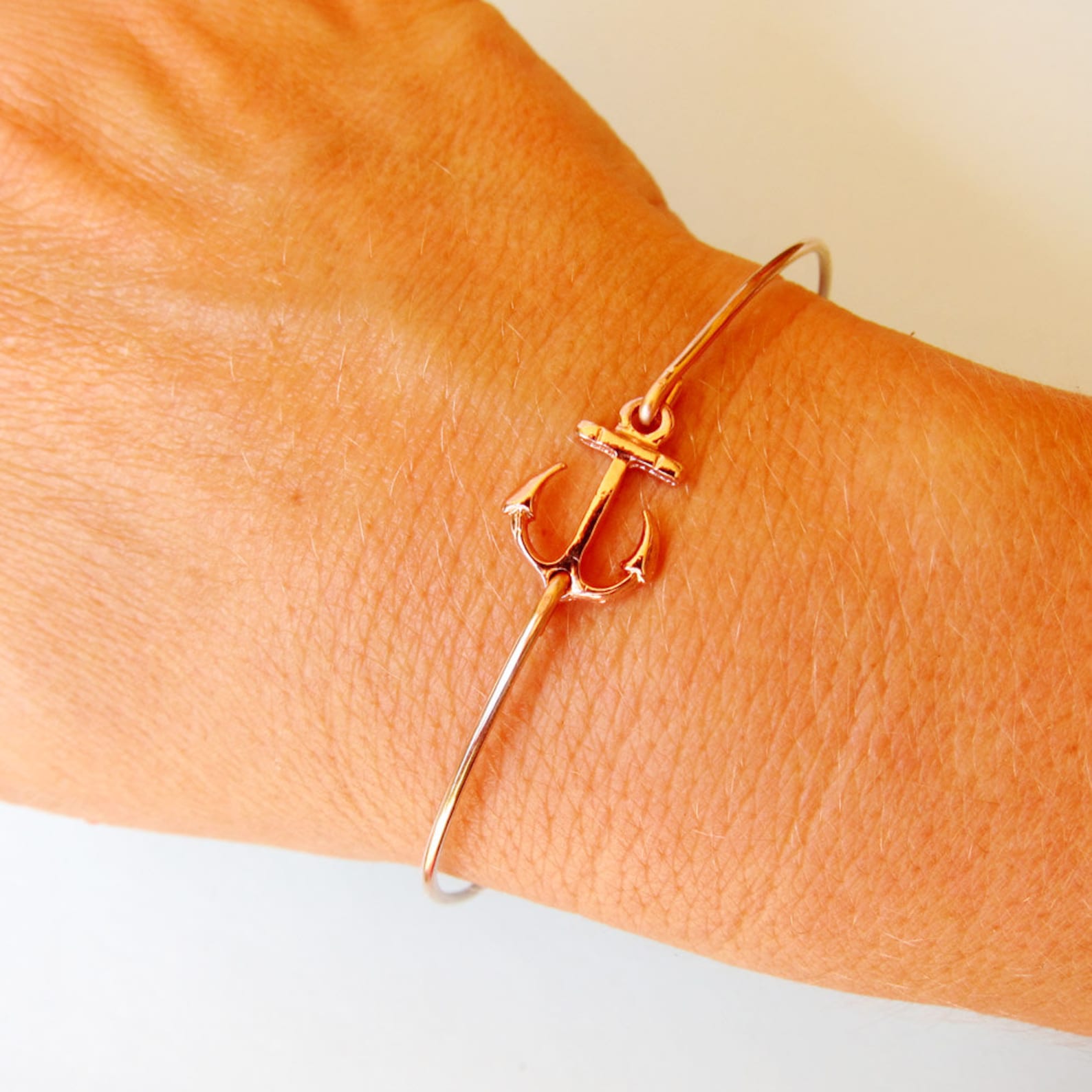 Rose Gold Anchor Bracelet for Women Nautical Bracelet Navy Mom Etsy