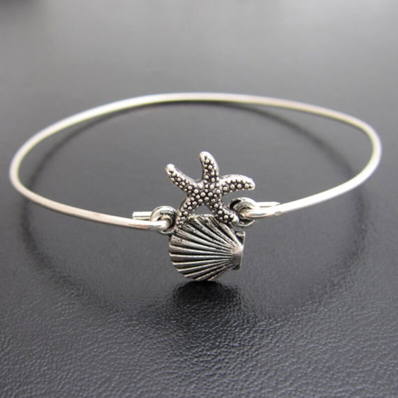 Beach Jewelry, Beach Bracelet, Starfish & Shell Jewelry, Ocean Jewelry, Shell Bangle Bracelet, Beach Jewlery, Shell Bracelet, Ocean Bracelet image 3