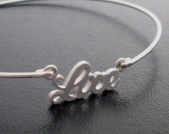 Love Charm Bracelet Silver Tone Bridesmaid Bracelet Bridesmaid Jewelry Bridesmaid Bangle Bracelet Love Jewelry Love Bangle Bracelet