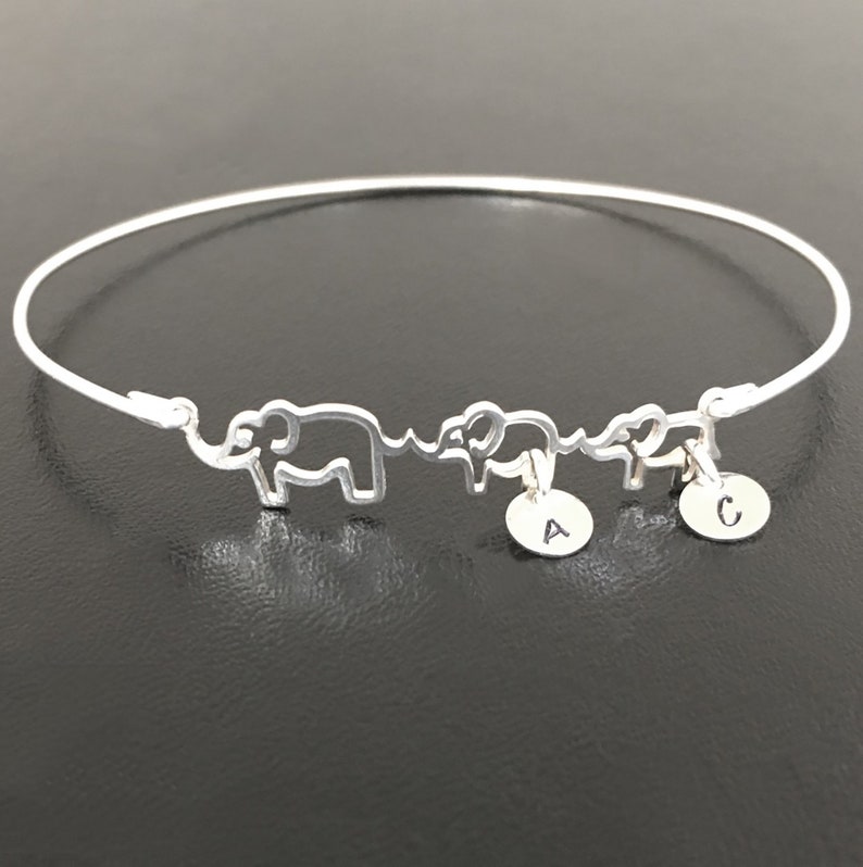 Mama & Me Elephant Bangle w/ Initial Charm Personalized Mothers Day Gift Idea 2024 Wife Daughter in Law Sister Her Best Friend Unique Gift image 7