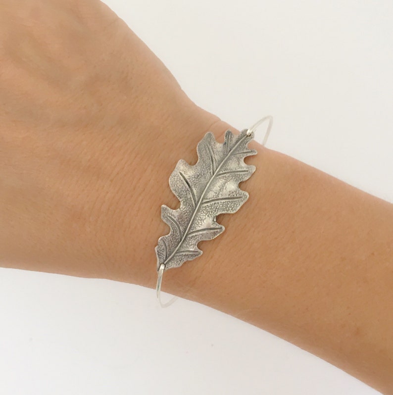 Oak Leaf Bracelet Oak Leaf Jewelry Christmas Gift for Nature Lover Nature Bracelet Bridesmaid Gift Autumn Jewelry Gift for Her Fall Bracelet image 2