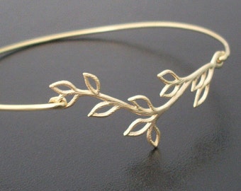 Olive Branch Bracelet, Gift for Bridesmaid Bracelet, Gold Plated Vine, Bridesmaid Gift Idea From Bride, Grecian Jewelry Olive Branch Jewelry