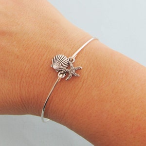 Beach Jewelry, Beach Bracelet, Starfish & Shell Jewelry, Ocean Jewelry, Shell Bangle Bracelet, Beach Jewlery, Shell Bracelet, Ocean Bracelet image 2