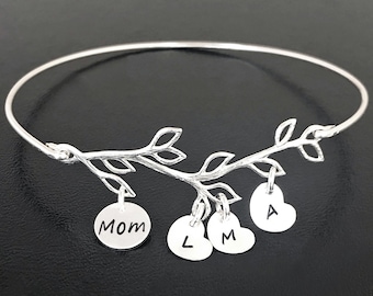 Mom Gift Christmas Personalized Mom Jewelry Custom Charm Bracelet Initials  Unique Christmas Gift Mom or Boyfriends Mom or Girlfriends Mom