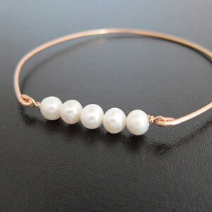 Rose Gold Pearl Bracelet, Rose Gold Pearl Jewelry, Rose Gold Filled Bridal Bracelet, Rose Gold Bride Bracelet, Cultured Freshwater Pearl