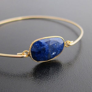 Lapis Lazuli Bracelet Lapis Lazuli Jewelry Blue Lapis Bracelet for Women Blue Lapis Jewelry Blue Gemstone Bracelet Blue Stone Bracelet Gift image 3