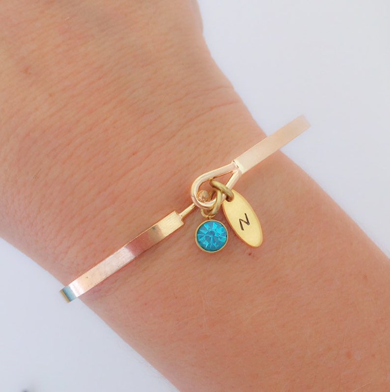 Best Mom Bracelet with Initial & Crystal Simulated Birthstone Etsy