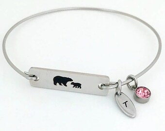 Mama Bear Bracelet Heartfelt Christmas Gift Mom from Baby Girl Toddler Daughter First Time New Mother Jewelry Present from Husband to Wife
