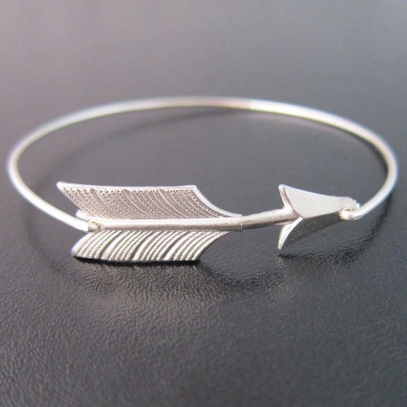 Cupid Arrow Bracelet, Arrow Bangle, Valentine's Day Gift Idea, Valentine's Day Jewelry, Arrow Braclet, Stacking Bracelet, Frosted Willow image 1